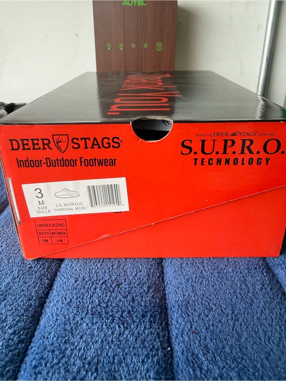 Deer Stags Kids Lil Nordic Suede Slippers Faux Shearling Lining Sz 3Y Charcoal